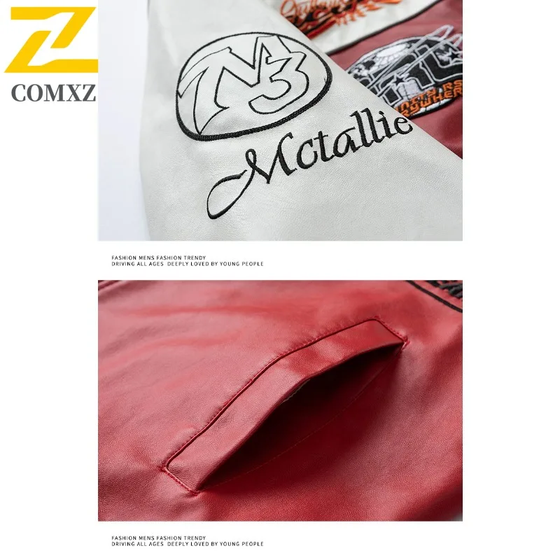 Men's Biker Jacket Stand Collar PU Leather Coat Water-Resistant Windproof Oversized Streetwear Motorcycle Outerwear Vintage 2025