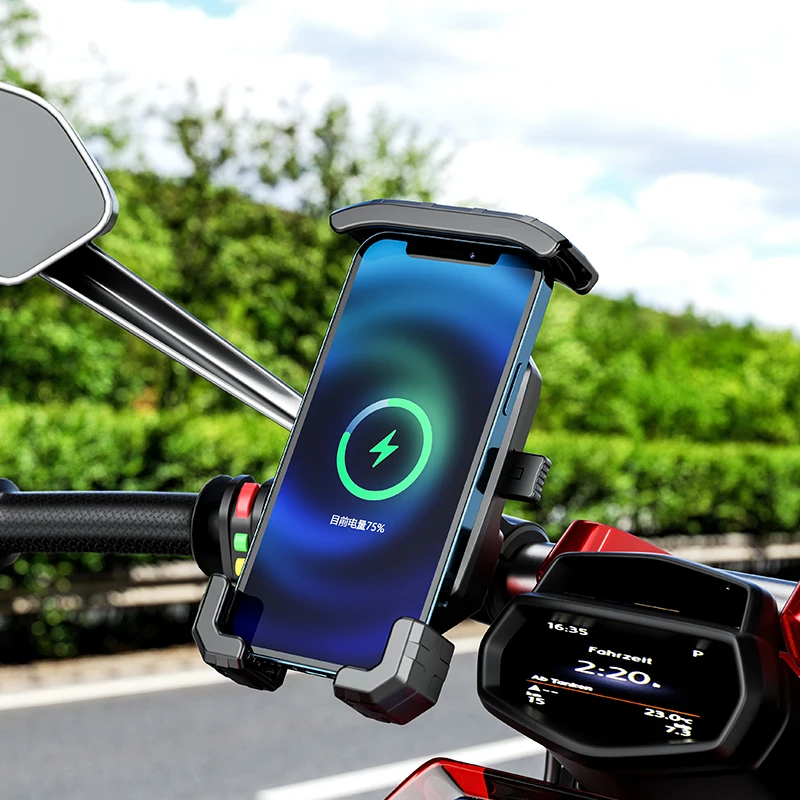 Motorcycle Phone Holder Motorbike Cellphone Bracket Stand Mount Moto  Telephone Support with USB and Wireless Charger Waterproof