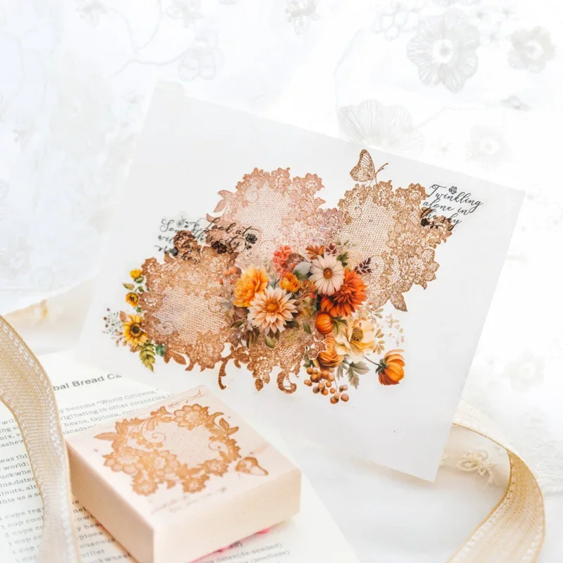 

Lace Butterfly Maple Wooden Stamps for Junk Journal Collage Supplies DIY Scrapbooking Decorative Background Craft Standard Stamp