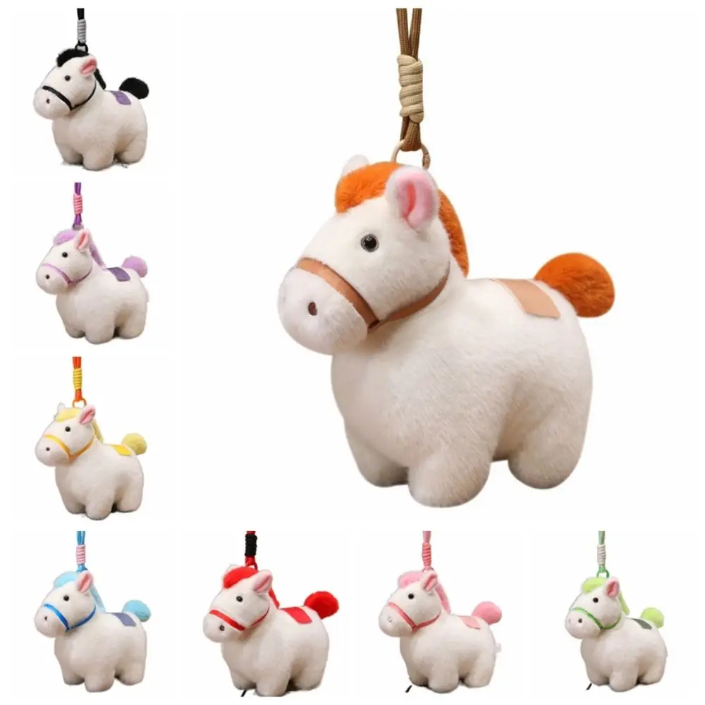 Cartoon Pony Pendant Steed Doll Animal Chinese New Year Gift Chinese Style Mascot Doll Plush Horse Keychain Festive Decor