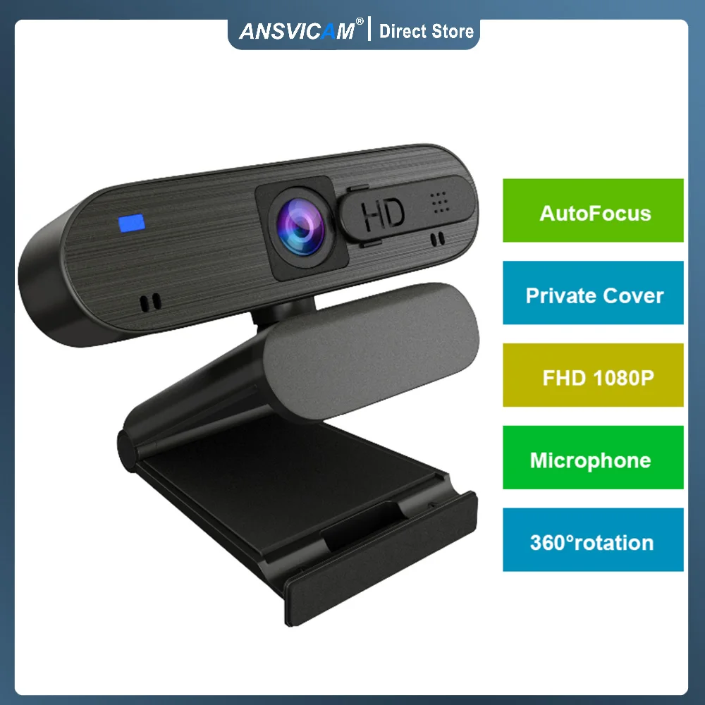 Webcam 1080P USB With Microphone For PC Computer Laptop Stream Video Mini Camera With Cover