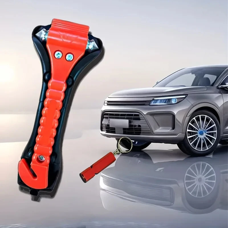 Martello di Sicurezza per Auto con Tagliacinture, Punta in Acciaio al Carbonio, Rompe Vetri, Striscia Riflettente, Strumento di Fuga d'Emergenza Portatile - immagine 3