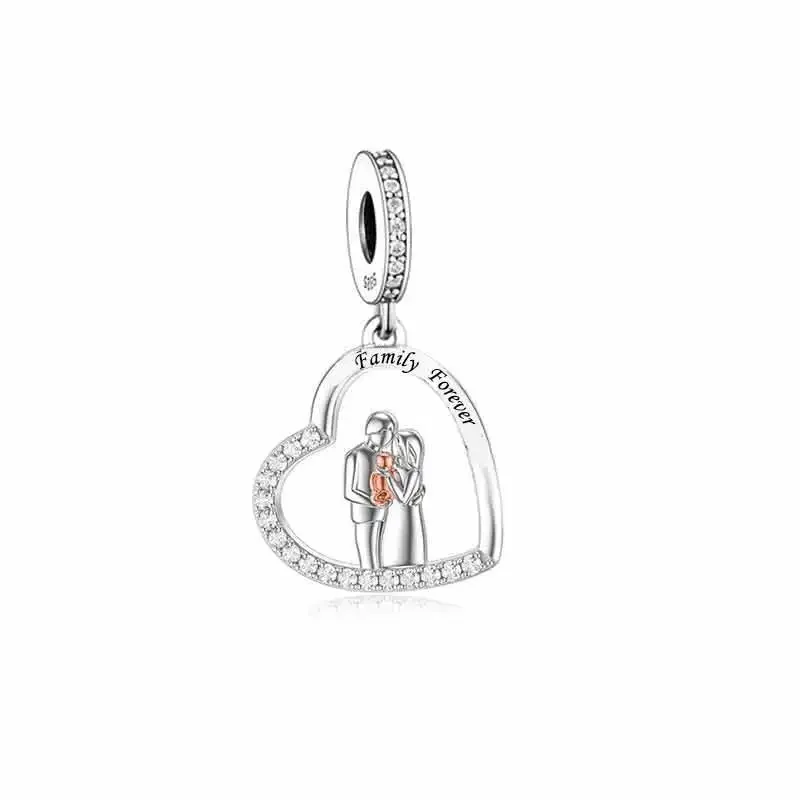 Fit Original Pan Charms Bracelet 925 Sterling Silver Father Daughter Mother Son Family Forever Bead For Making Women Berloque 4