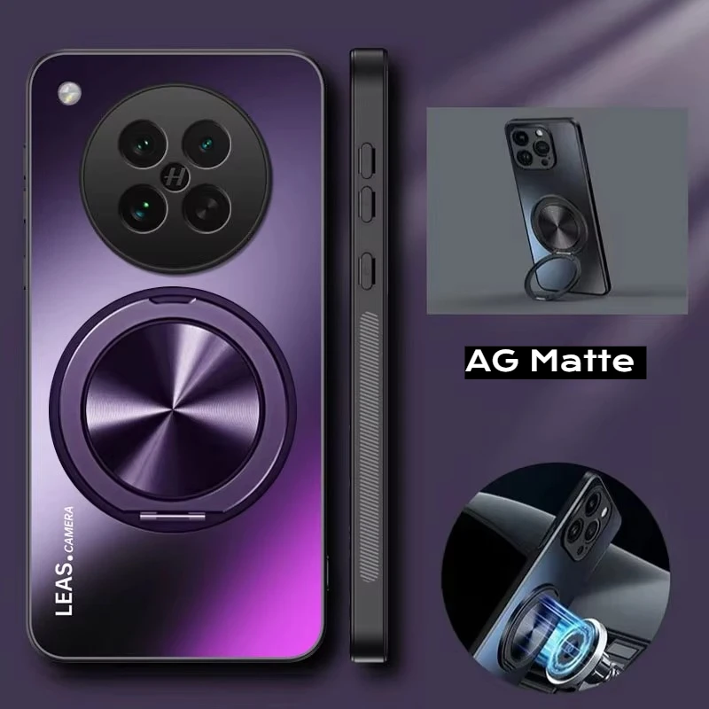 Magnetic Matte Shockproof Holder Phone Case Cover