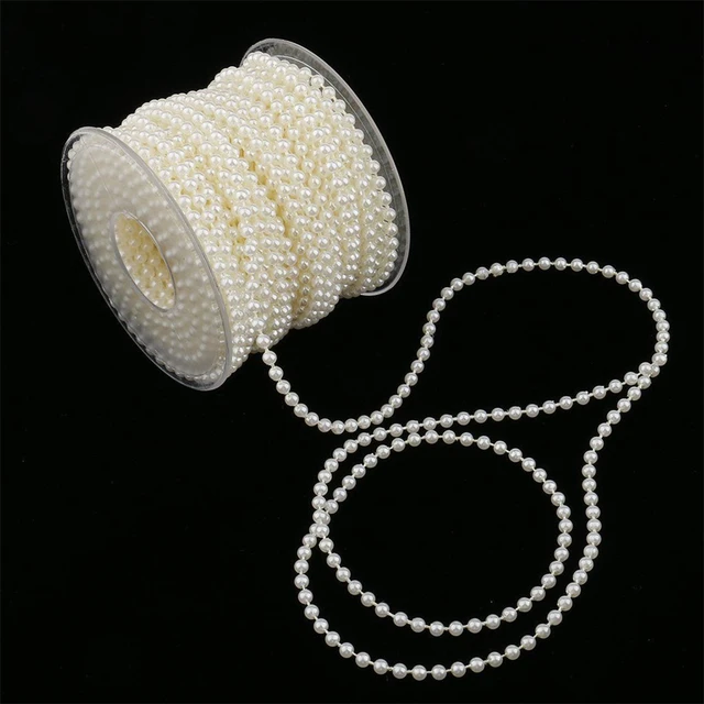 Diy Crafts Pearl String Beige White Round Imitation Pearls Cotton Line  Chain Diy Wedding Party Decor Sewing Beads Lace Ribbon - Diy Craft Supplies  - AliExpress
