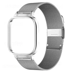Elegant Metal Strap Case Protector with Bracelet and Protective Cover for Redmi Watch 4 (Silver)