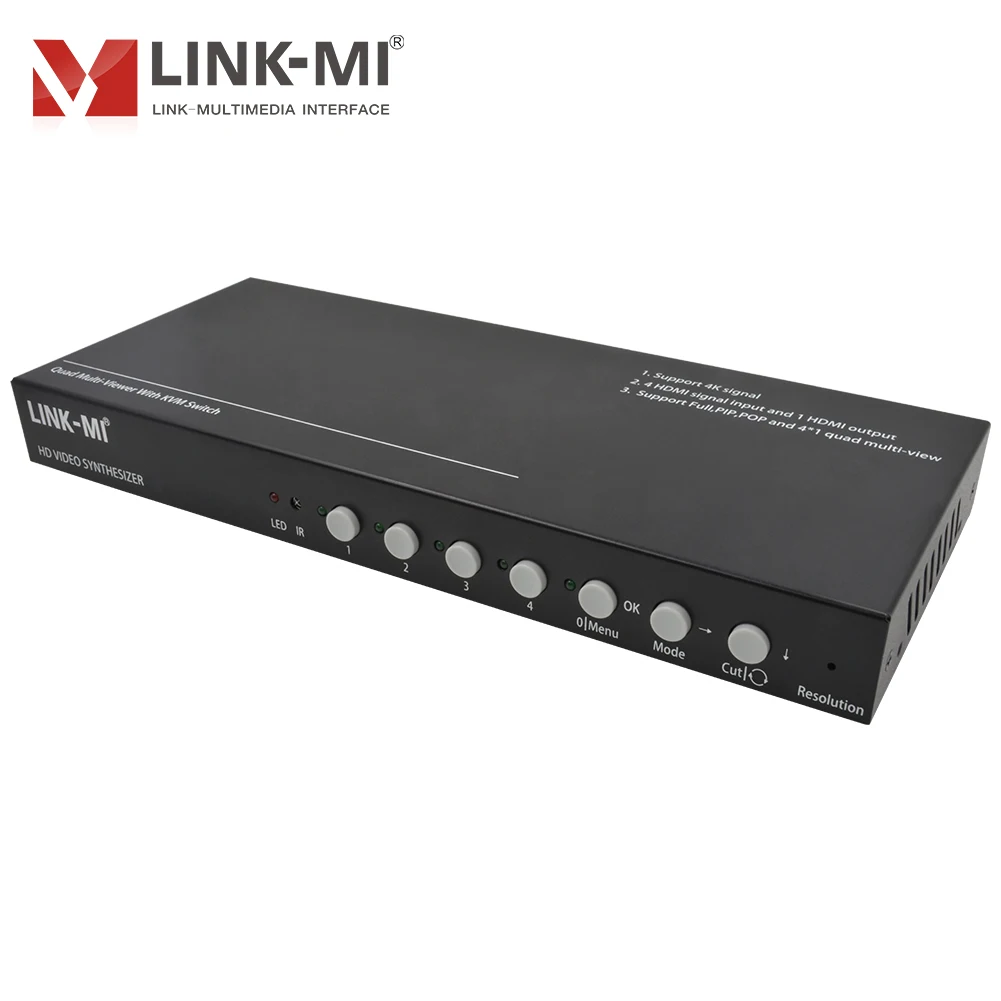 LINK-MI 4x1 HDMI 멀티 뷰어 KVM 스위치 지원 4K @ 60Hz USB, 오디오, 4 IN 1 OUT 원활한 스위처