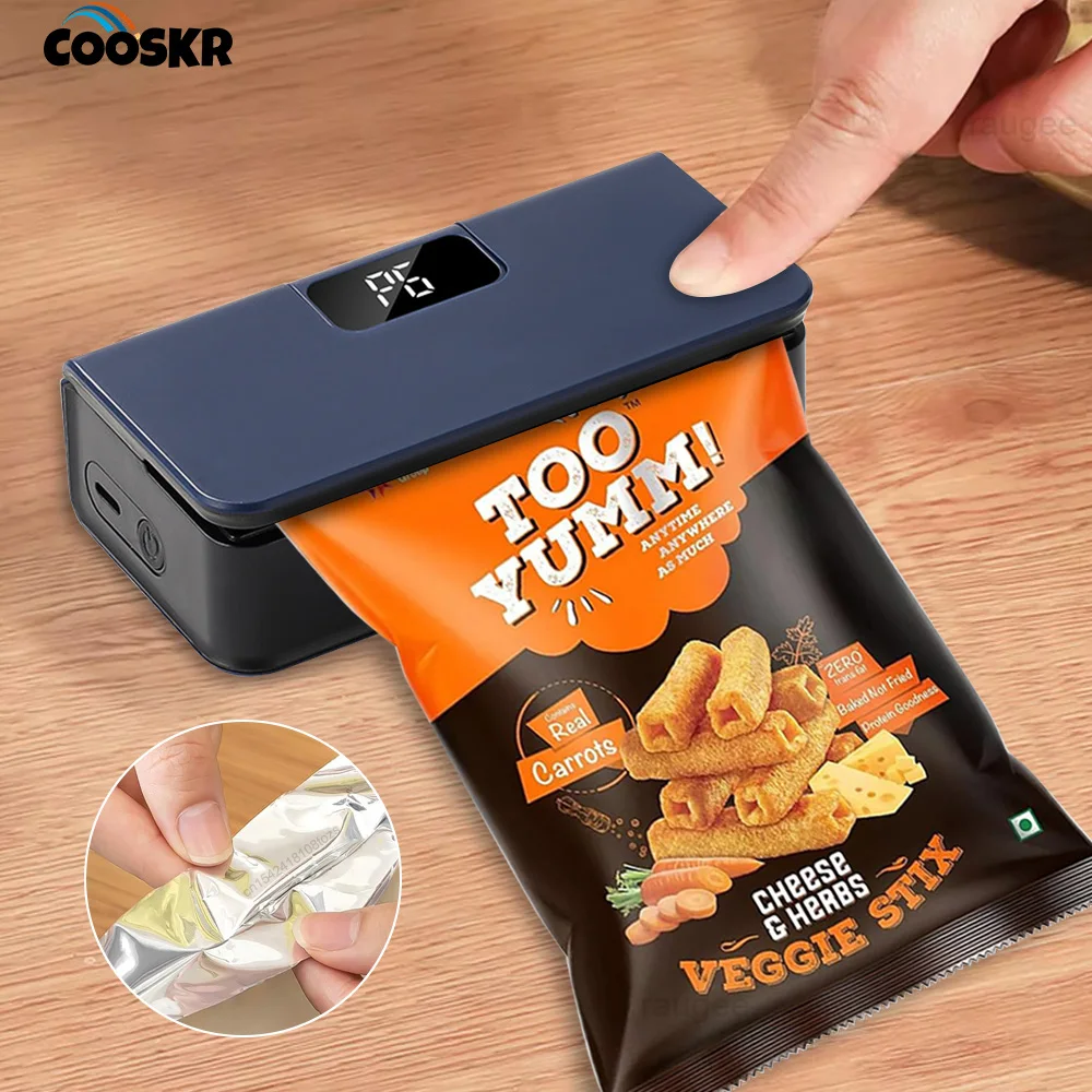 Mini Sealing Machine Food Plastic Package Sealer USB Rechargable Storage Bag Plastic Package Sealer Clip Bag Food Heat