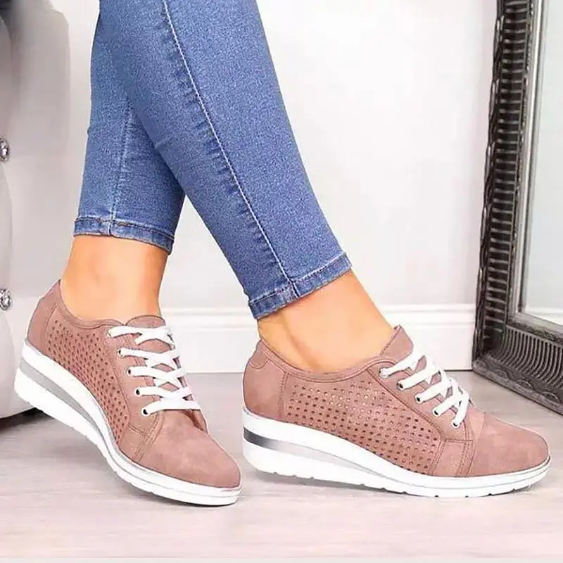 Green women shoes 2021 fashion breathable platform wedge shoes sneakers women plus size casual shoes woman zapatos de mujer 