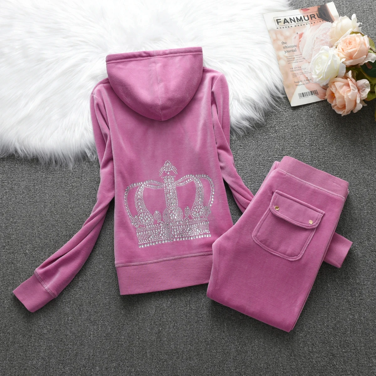 

JC Lovers Brand Casual Women's Suits Spring Autumn Outdoor Velvet Women Tracksuits Hooded Collar Jogging Sportswear suit