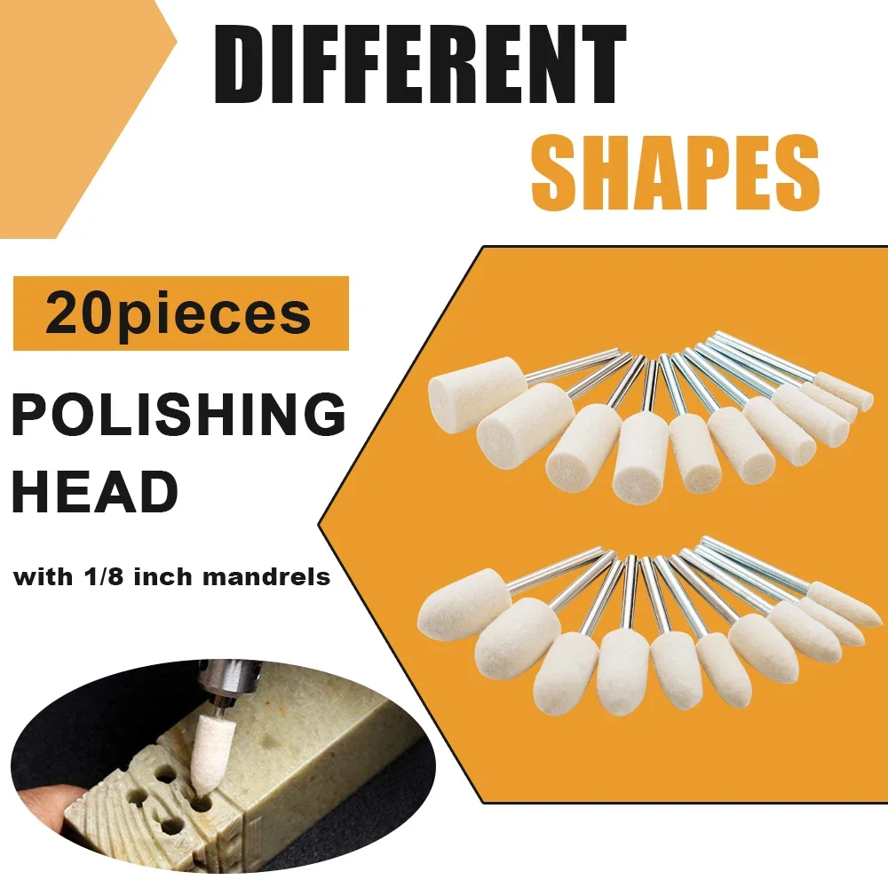 80PCS Wool Polishing Wheels for Dremel 1/8" Shank Felt Pads Kit Jewelry/Metal Polishing Rotary Tool