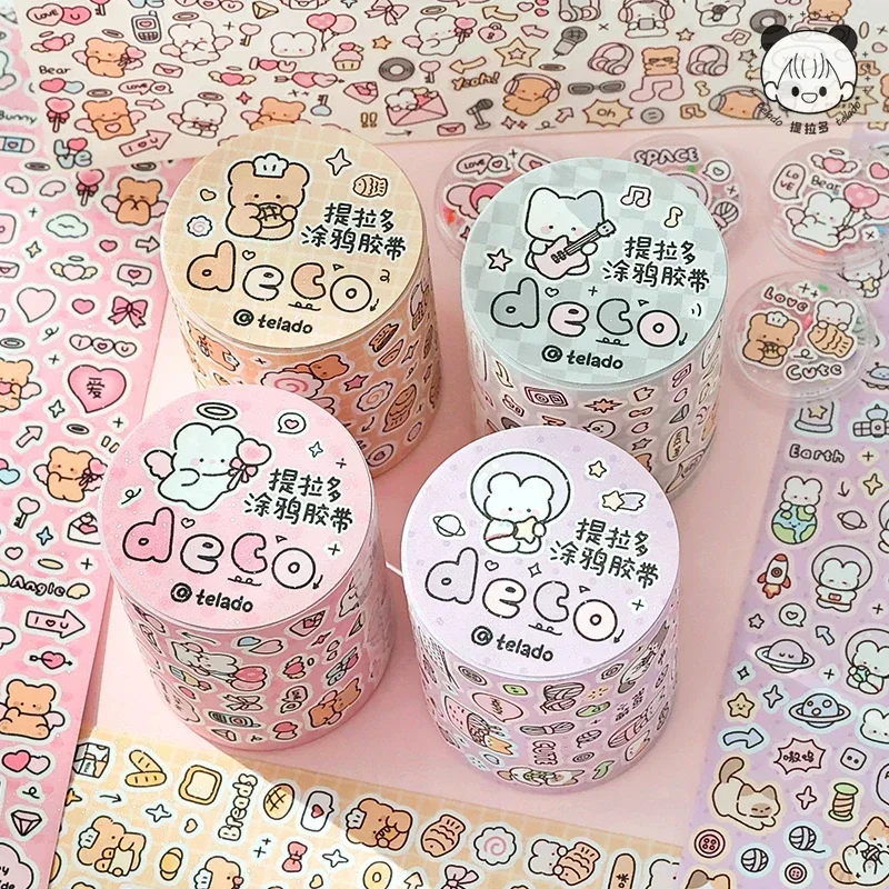 Mr.paper 4style 500cm Graffiti Tape Colorful Adhesive Tape DIY Decoration Craft Projects decoration tape