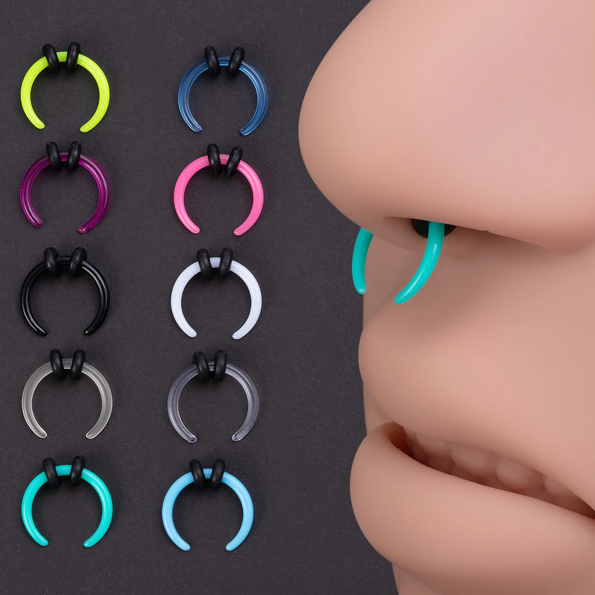 Surgical Steel Pincher Tapers – Septum, Nose, Ear, Nipple Expander Rings, 16G, 8-10mm 2 thumbnail image