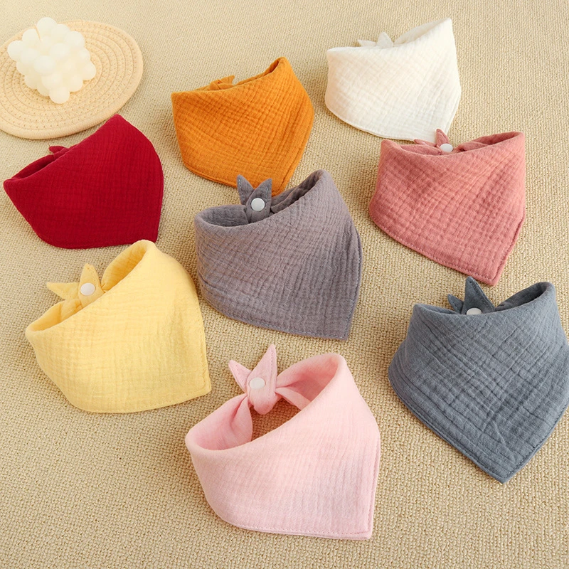 Baby Bibs for Feeding Muslin Cotton Stuff Newborn Button Soft Triangle Saliva Towel Burp Cloth Feeding Drool Bibs crochet baby accessories