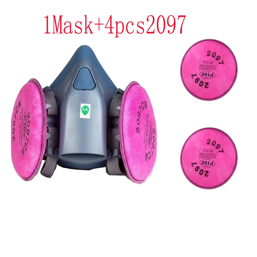Dust Mask Gas Mask Dustproof Respirator Face Respirator Gas Respirator Half Face Respirator Mask 7502 Respirator Mask Protective Mask Industry Painting Spray Dust Gas With 501 5N11 6001CN Chemcial Half Face