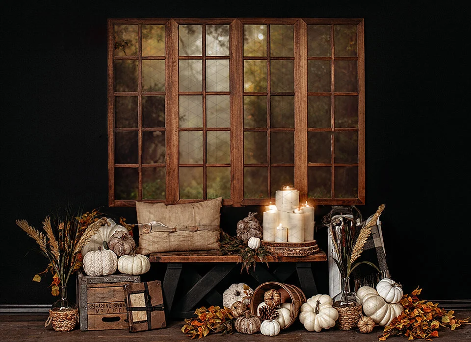 

Johnson fall Harvest Window Pumpkin Retro backdrops High quality computer print halloween Photography Studio Backgrounds