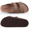 Comwarm Classic Cork Slippers For Women New Fashion Suede Flats Sandals Summer Couple Beach Slides Shoes With Adjustable Buckle 2