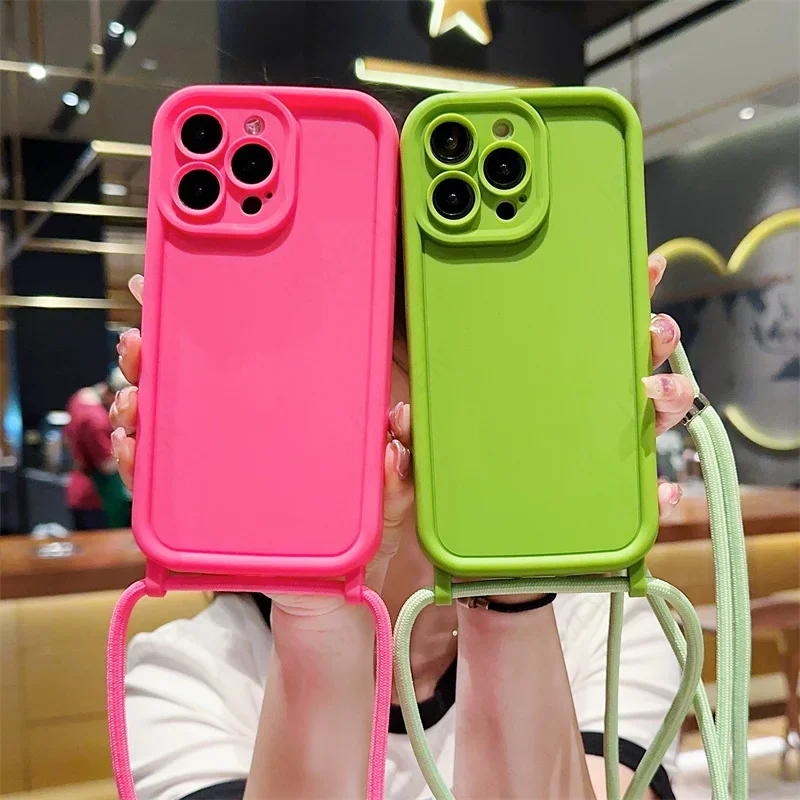 Sleek Crossbody Lanyard Silicone Phone Case - Soft TPU Back Cover