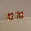 87239-e1f3eb.jpg Boucles d'oreilles carrées suspendues en acier inoxydable, 2 pièces, pierre d'anniversaire de décembre, chaîne en zircone cubique, fleur, bijoux de perçage
