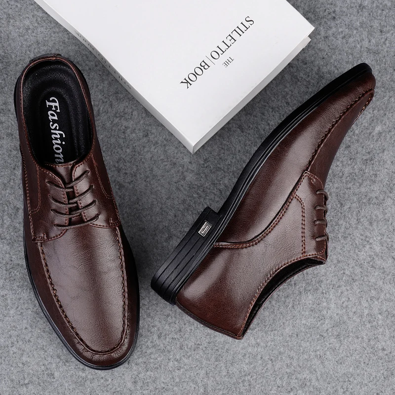 Casual Leather Shoes Men Breathable Male Dress Footwear Brogue Oxford Shoes for Men Soft Business Evening Dress