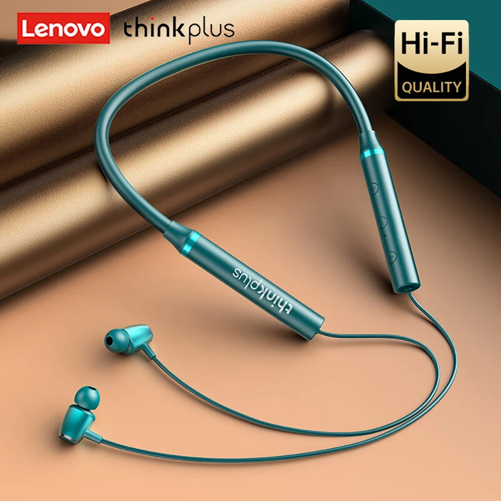 Lenovo Bluetooth 5.0 무선 이어 버드 마그네틱 넥 밴드 이어폰 IPX..