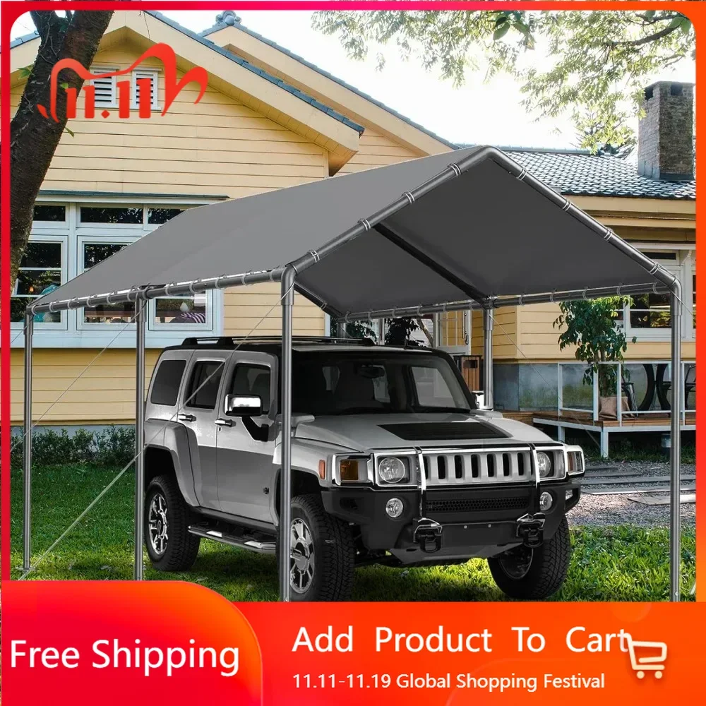 10×20 Carports, Portable Garage Carport with Heavy Duty Frame & Waterproof Carport Canopy Shelter for Outdoor, Boat, Truck
