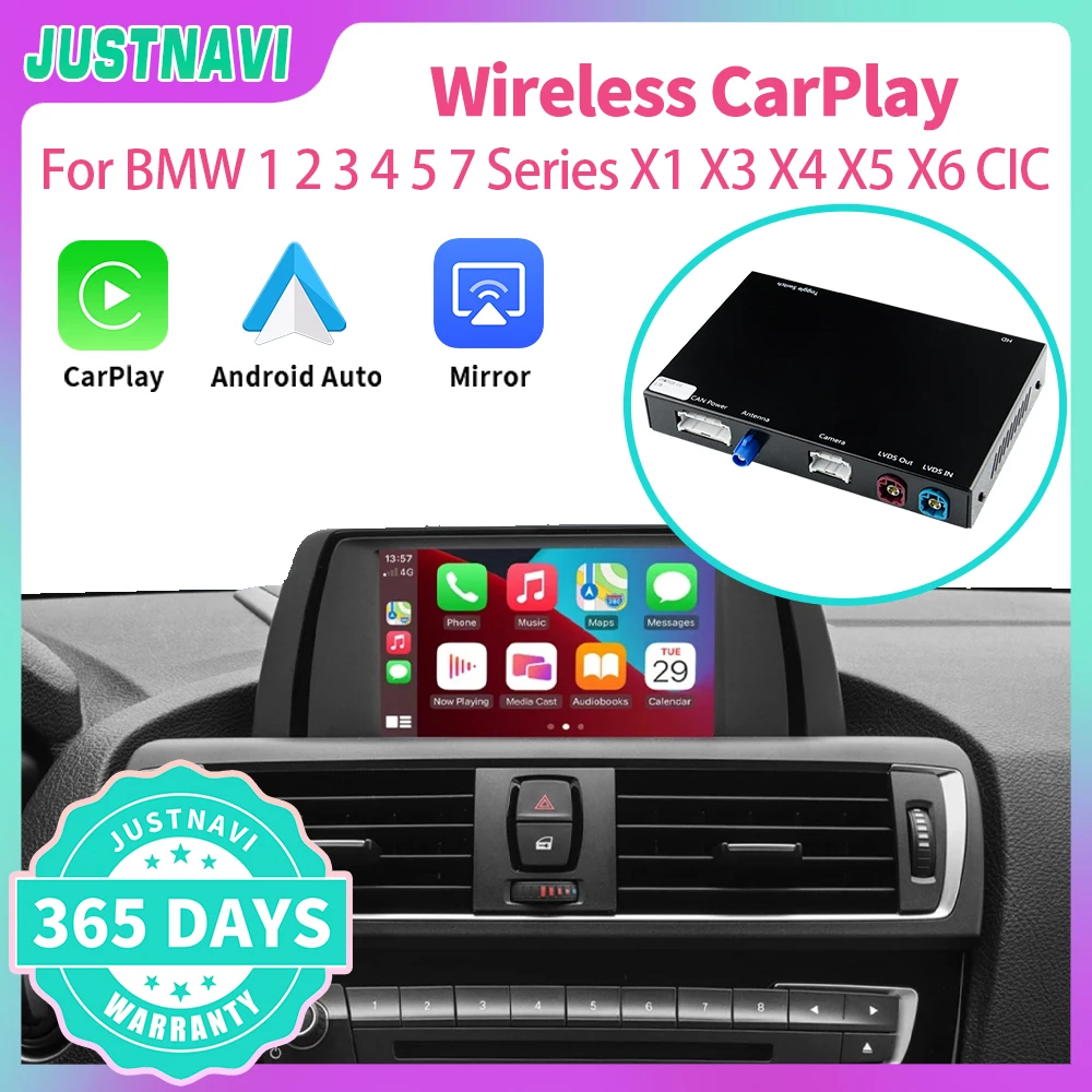

JUSTNAVI Wireless CarPlay For BMW 1 2 3 4 5 7 Series X1 X3 X4 X5 X6 E81 E82 E90 E93 F10 F11 F07 GT F01 F02 E84 F25 F26 E70 E71