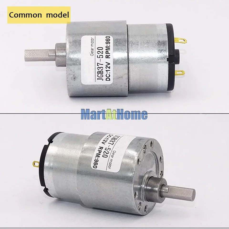 Motore Con Riduttore DC 6V 12V 24V JGB37-520 – Velocità 7-960RPM, Ingranaggi Metallo