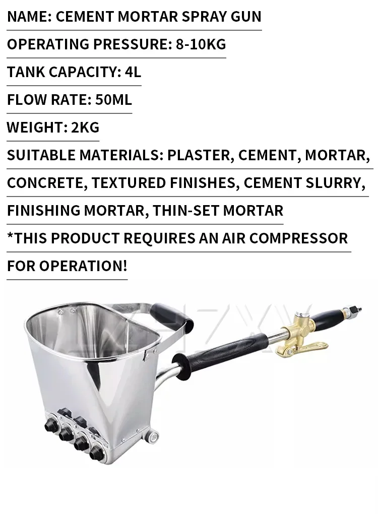 Mortar Spray Gun Wall Cement Spray Gun Plaster of Paris Hopper Spra y Gun Textur