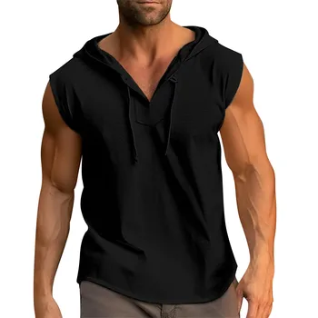 Fashion Clothing Bodybuilding Muscle Guys Fitness Men Hooded Tank Top Vest Sportswear Sleeveless Shirt Hoodie T Shirt 3