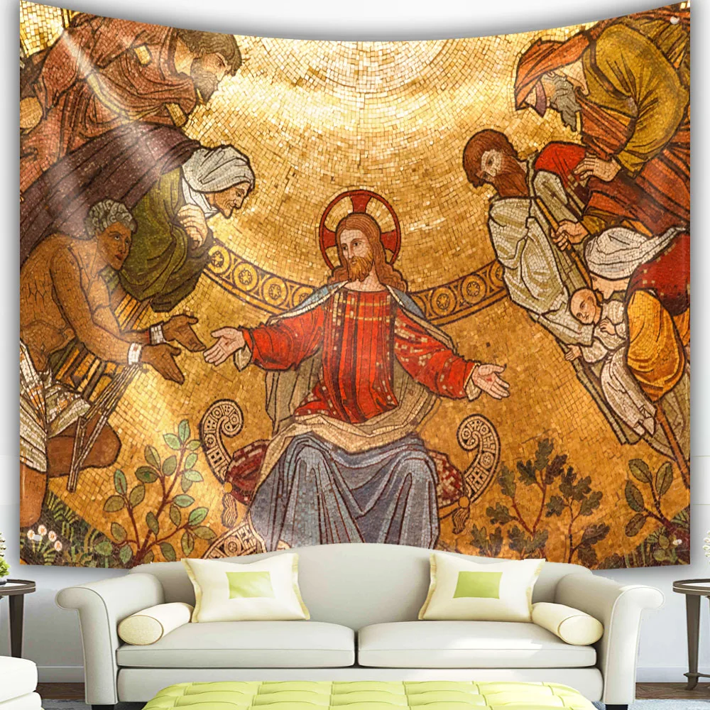 

Nativity Scene Tapestry Christian Art Christ Jesus Tapestry Home Decoration Tapestries Wall Hanging for Living Room Bedroom