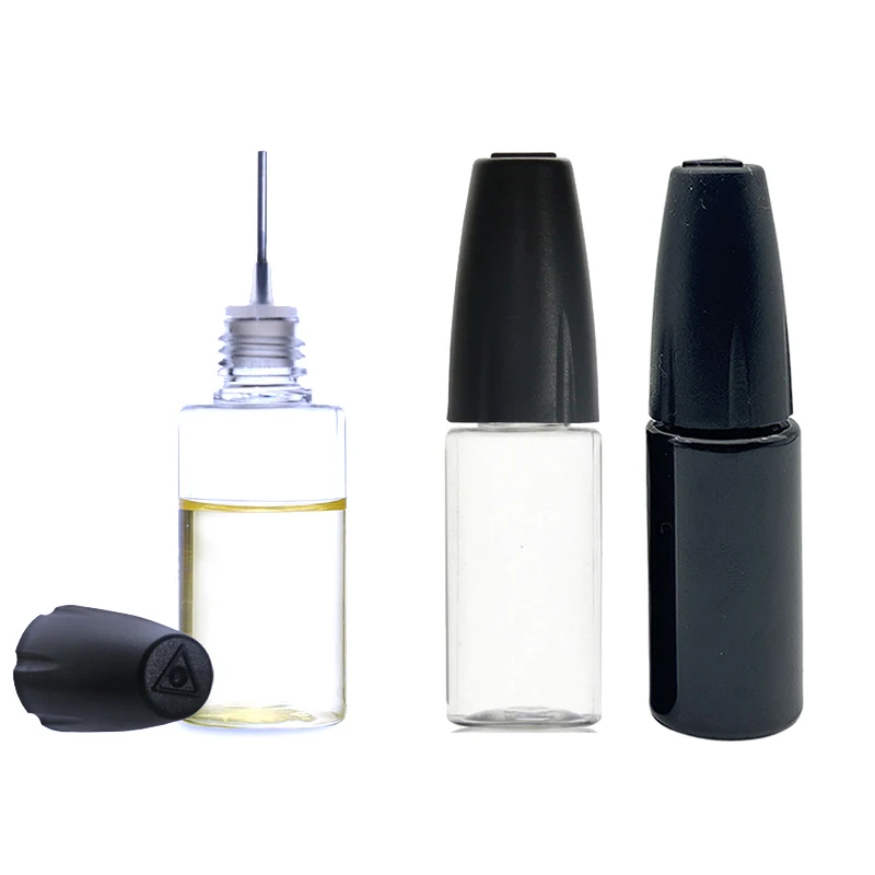 100Pcs 10ML 15ML 20ML 30ML PET 투명 유리 병 빈 오일 액세서리 액체 항아리에 대 한 긴 얇은 팁 Dropper 병