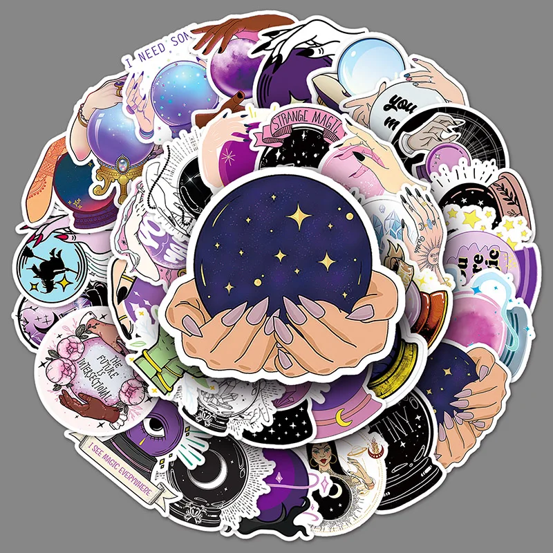 

50Sheets Creative DIY Crystal Ball Stickers Dark Witch Suitcase Helmet Refrigerator Notebook Stickers Children's Gift Toy