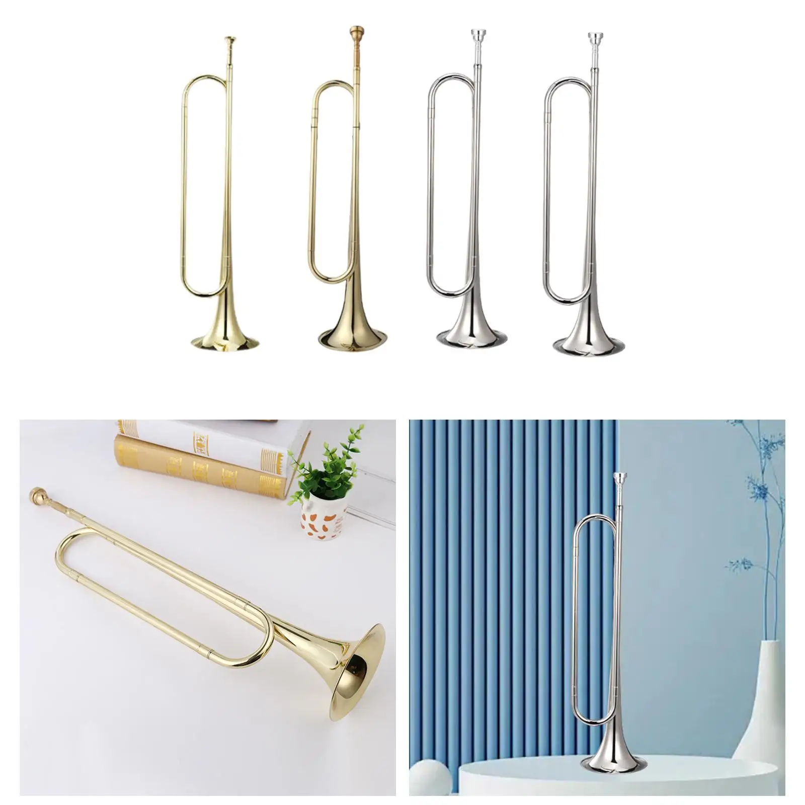 Bugle Classic Brass Instrument Cavalry Trumpet for Cavalry Beginner Kids