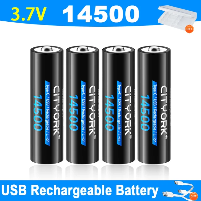 New 14500 700mAh Lithium Ion Battery 3.7V AA USB Rechargeable Battery with TYPE-C input for LED Flashlight Toys Mouse