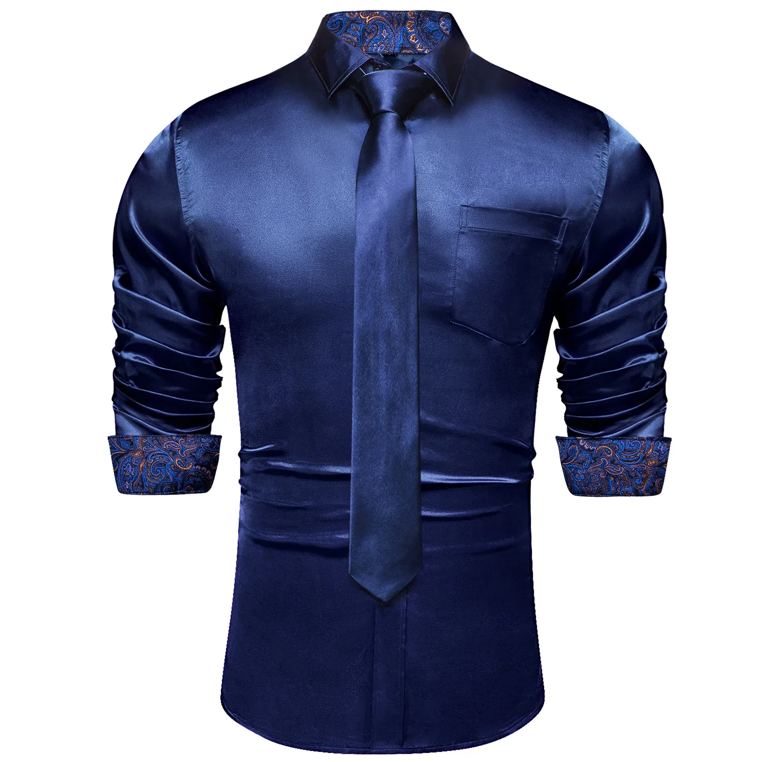 Men's Purple Satin Luxury Dress Shirts Silk Smooth Soild Wedding Party Social Tuxedo Prom Shirt Long Sleeve Top Casual Men Cloth