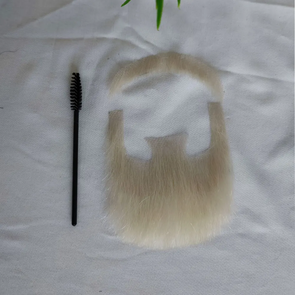 Fake Beard Realistic Human Hair Full Hand Tied Facial Hair Black Goatee False Beards Lace Invisible Fake Face Mustache