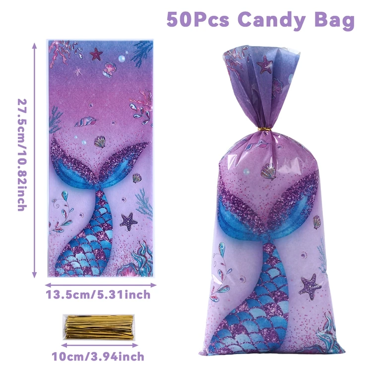 Unique Party 58333 - Pochettes Cadeau en Cellophane - Fête à thème de Sirène - Paquet de 20