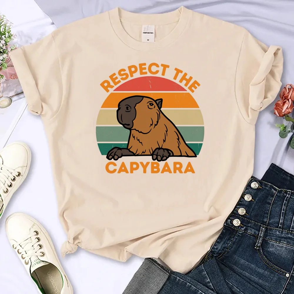 

Capybara t-shirts women comic Y2K t shirt female streetwear manga clothes
