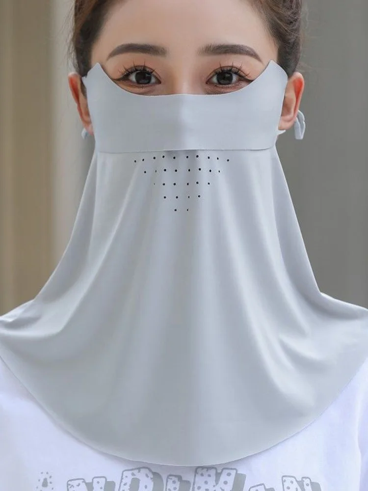 Summer Facekini Hot New Ice Silk Anti-ultraviolet Sunscreen Mask Women Breathable Polyester