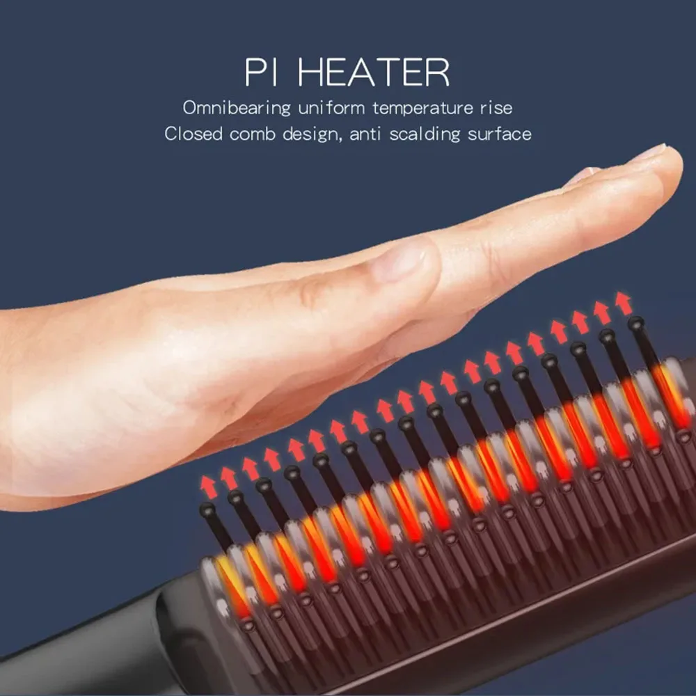 Cordless Hair Straightener Beard Comb for Women and Men 25W 2600mAh Automatic Brush Mini Magic Portable Wireless USB Charging 3