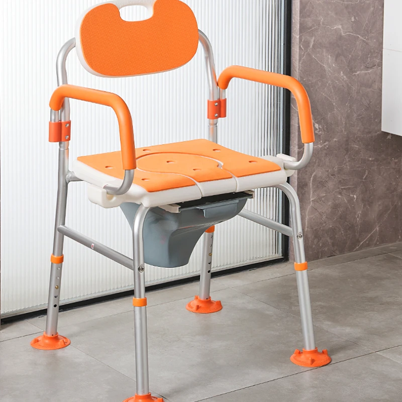 Dual Purpose Bathroom Chairs Toilet Chair Aluminum Alloy Non-slip shower stool Height Adjustable Toilet Support for Elderly