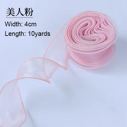 Elegant Wavy Edge Organza Ribbon for DIY Crafts and Decorations - 10 Yards (Pink)