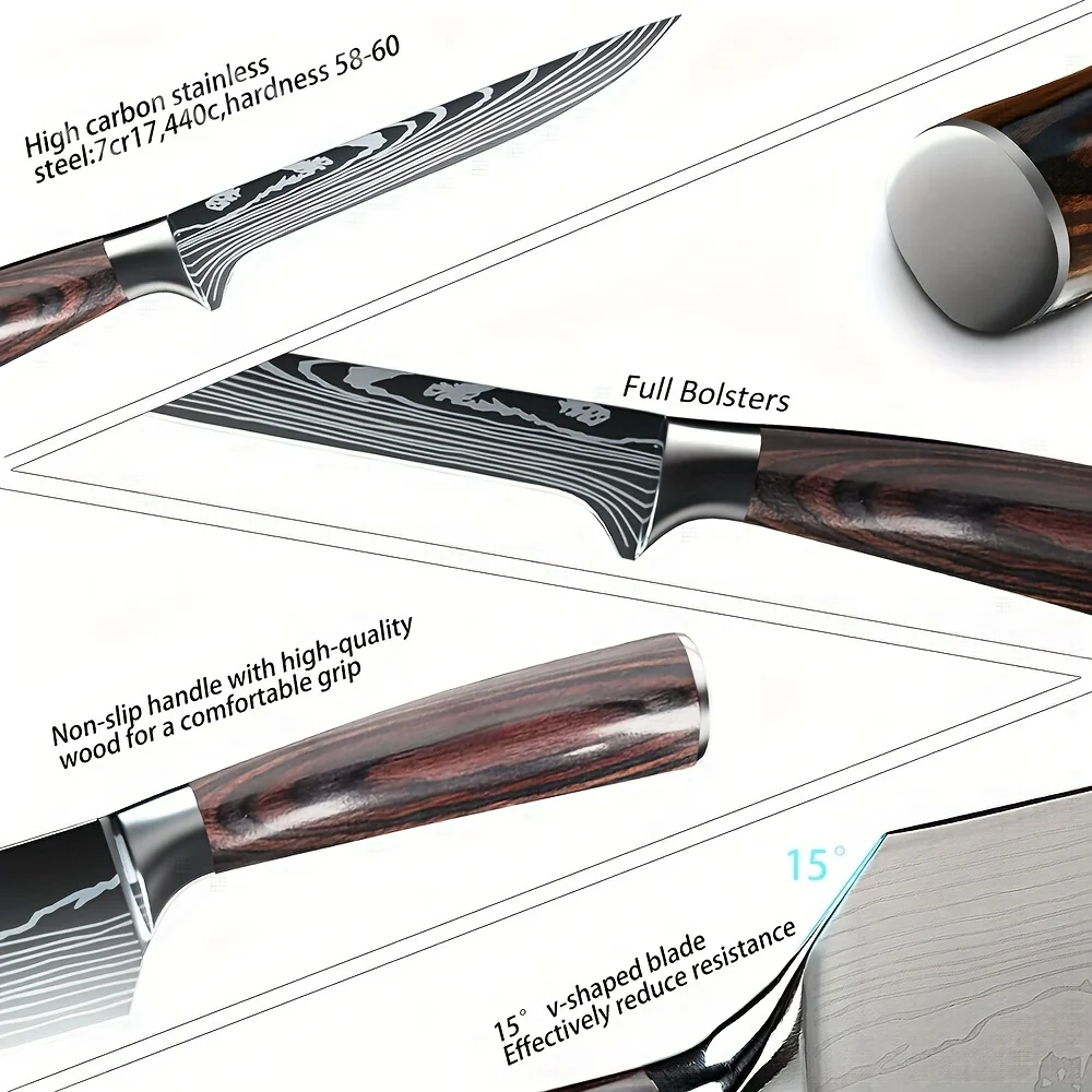 Professionelles Ausbeinmesser aus Hochkarbon-Edelstahl Scharfes Fleisch-Entbeinungsmesser Ergonomischer Griff Kochmesser für Geflügel, Fisch und Rindfleisch – Detail 5
