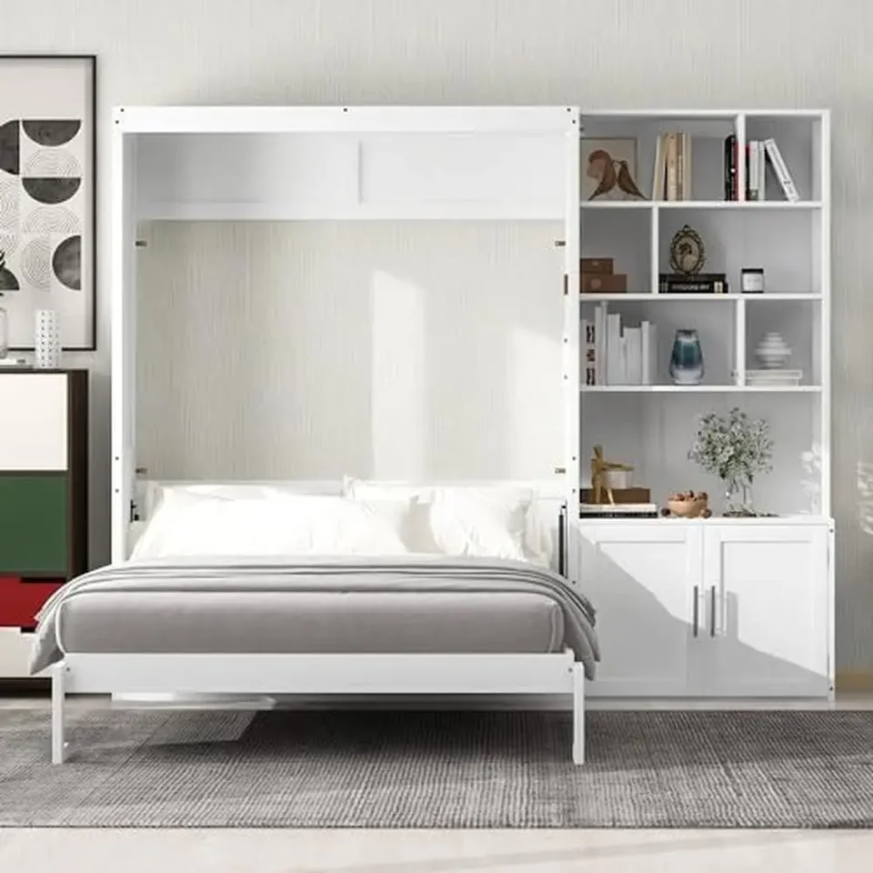 VEVOR Queen Murphy Bed Hardware Kit - Vertical Wall Bed Frame With Gas Shocks For DIY Space Saving Guest Room