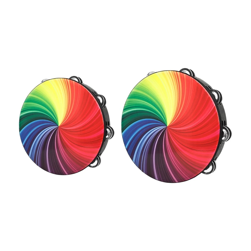 

Набор перкуссионных инструментов Orff, ручной барабан 10 дюймов + 8 дюймов с 2 красочными ручными колокольчиками, детский танцевальный реквизит