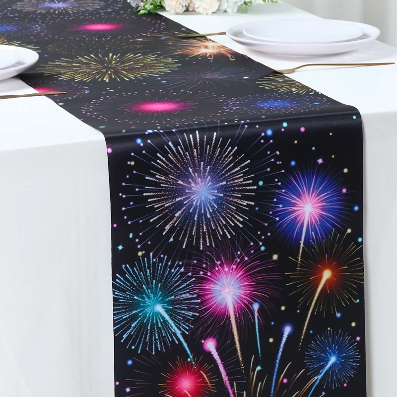 Description Picture 4 of itemNew Year Table Runner Xmas Fireworks Table Decor for Home 202as Mirror Ball Xmas Ornament Navidad Natal Happy New Year Gift 2025