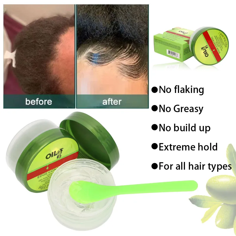 Edge Control Olive Oil Wax Cream Hair Styling Gel Broken Hair Finishing Anti-Frizz Fixative Gel Edges Brush
