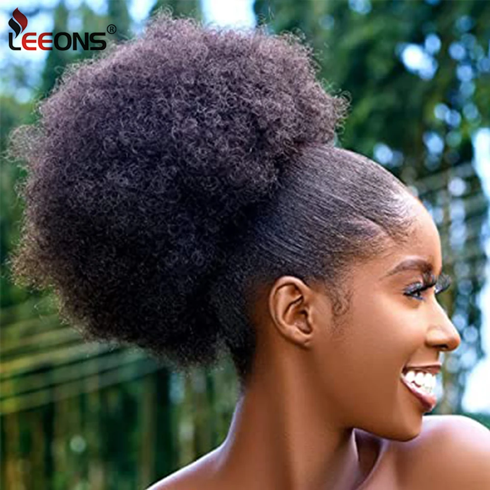 Afro Puff Hair Bun Chignon Afro Bun 8 "Afro Puff Coulisse Coda Di Cavallo Coda Di Cavallo Riccia Crespa Sintetica Per Donne Nere