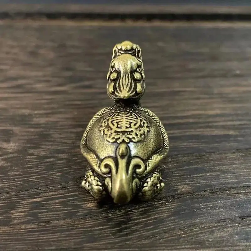 Lucky Animal Statue Desktop Ornament Decors Retro Brass Mythical Beast Dragon Head Turtle Body Figurines Miniatures Heavy Copper